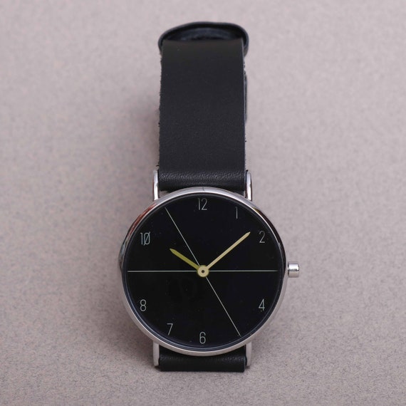 Men s Black on black Matte Leather Watch Etsy Canada