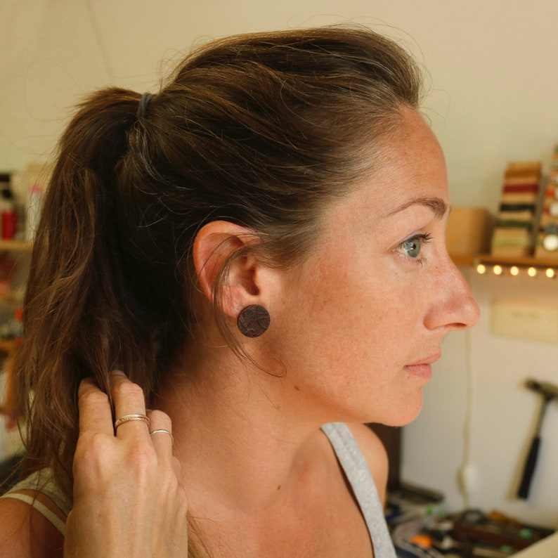 60/'s red leather earrings
