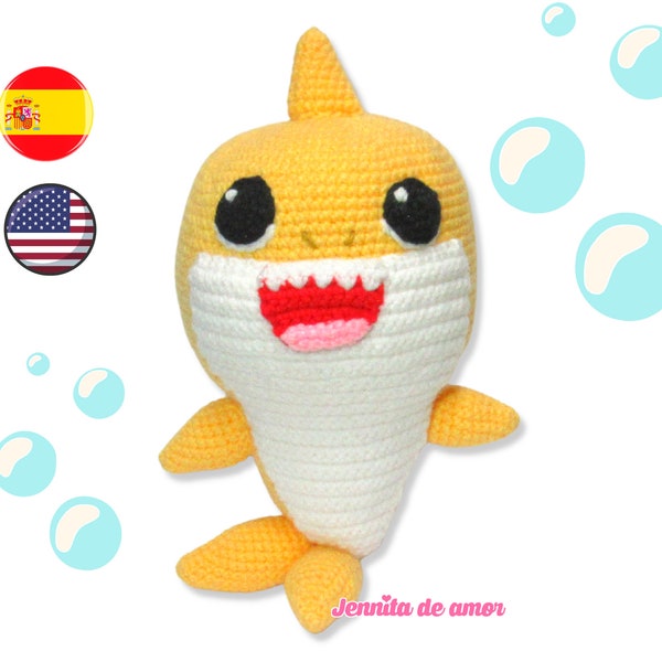 BABY SHARK  PATRON Español e Ingles  Amigurumi -