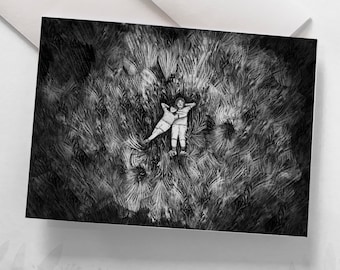 Carte de souhaits - « Couchés dans un Van Gogh » / Greeting cards / Stationery / Illustration / Artwork / Québec / Couple / Love