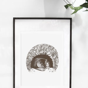 Grande affiche d'illustration 16x20 po « Dans la tanière » / Print / Illustration / Artwork / Québec / Bear / Spring