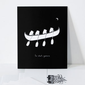 Cartel de ilustración “La chat-galerie” / Quebec / Leyenda / Gato / Impresión / Ilustración / Obra de arte imagen 1