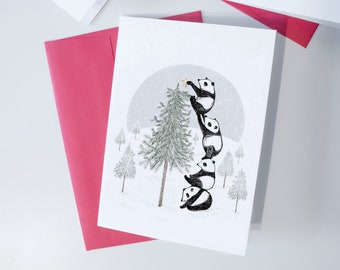 Carte de souhaits - Les pandas - Joyeuses fêtes / Christmas - Card - Greeting cards- Carte de voeux - Noël