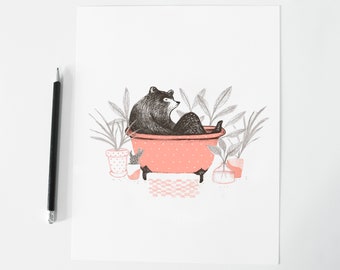 Illustration 'the bear and the bath' Poster / Print / Illustration / Artwork / Quebec / Bear