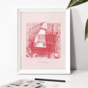 Illustration poster "Luminouthérapie" / Cat / Home / Cat / Print / Illustration / Artwork