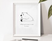 quot Wait for the caffeine make brain quot illustration poster Coffee Cafe Bear Print Illustration Artwork