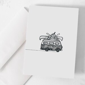 Carte de souhaits - « Westfalia »  / Greeting cards / Stationery / Road trip / Cat / Illustration / Artwork / Québec