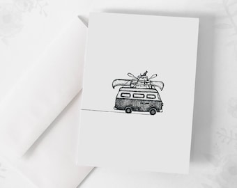 Carte de souhaits - « Westfalia »  / Greeting cards / Stationery / Road trip / Cat / Illustration / Artwork / Québec