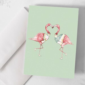 Carte d'Amour - Flamants roses