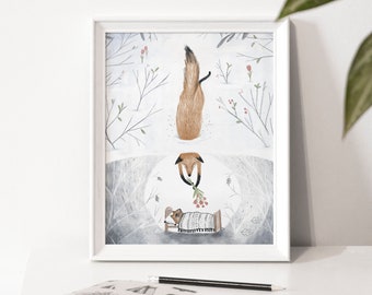 “Giving Spring” illustration poster / Print / Illustration / Artwork / Quebec / Fox / Flowers / Spring