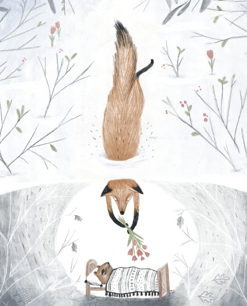 Carte de souhaits - Offrir le printemps / Fox / Flowers / Spring / Greeting cards / Stationery Bild 2