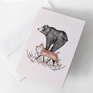 Carte de souhaits - Un lift de renard / Fox / Bear / Greeting cards / Stationery