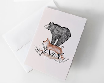 Carte de souhaits - Un lift de renard / Fox / Bear / Greeting cards / Stationery