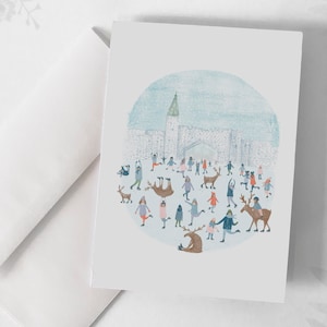 Carte de souhaits  - Le Vieux-Québec / Carré d'Youville - Patinoire - Greeting cards- Carte de voeux - Québec - Canada