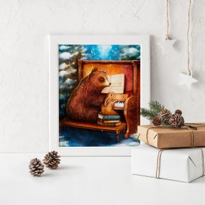 NOUVEAU - Affiche d'illustration « Le duo »  / Print / Illustration / Artwork / Québec / Noël / Piano / Forest / Winter / Canada