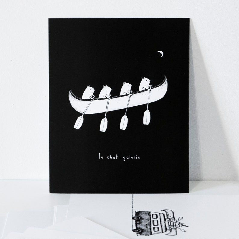 Cartel de ilustración “La chat-galerie” / Quebec / Leyenda / Gato / Impresión / Ilustración / Obra de arte imagen 1