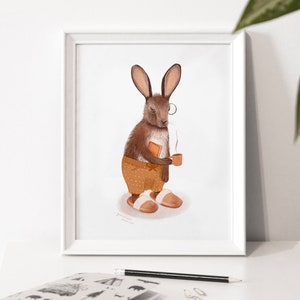 Illustration poster "The Slipper" / Print / Illustration / Artwork / Quebec / Rabit / Coffee