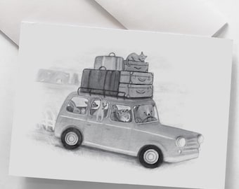 Tarjeta de felicitación - Vacaciones - Tarjetas de felicitación - Tarjeta de felicitación - Quebec - Canadá - Península de Gaspé - Viaje por carretera - Familia