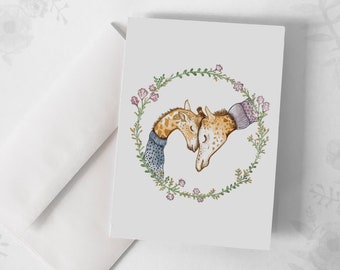 Greeting card - Giraffes / Mother / Mom / Shower / Mother's day /Greeting cards / Stationery