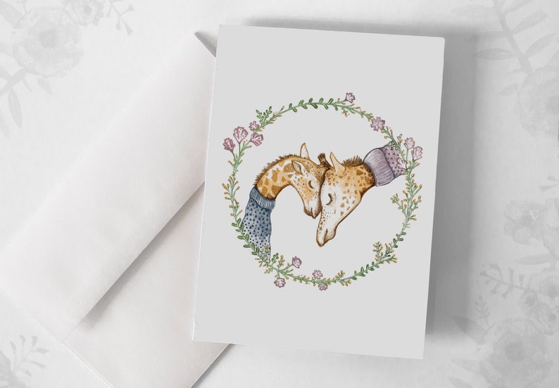Carte de souhaits - Girafes / Mother / Mom / Shower / Mother's day /Greeting cards / Stationery Bild 1