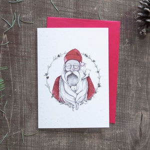 Carte de souhaits  - Le Père-Noël et les chats - Joyeuses fêtes / Christmas - Card - Greeting cards- Carte de voeux - Noël
