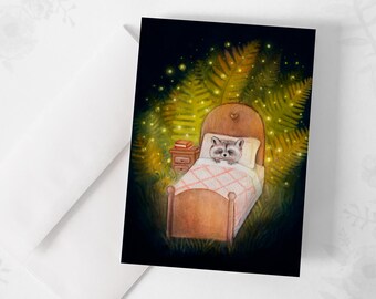 Greeting card - Nightlights - Greeting cards - Greeting card - Quebec - Canada - Forest - Raccoon