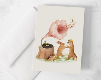 Greeting card - Here comes the sun! - Greeting cards - Quebec - Canada - Spring - Gramophone