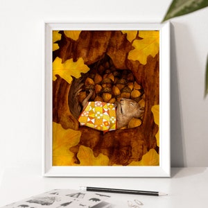 Illustration poster "Rest" / Print / Illustration / Artwork / Quebec / Animal / Nature / Squirrel