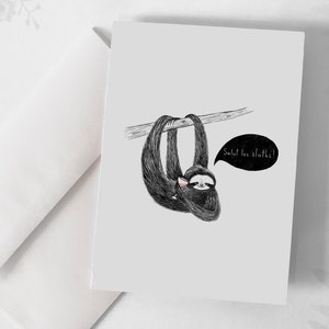 Carte de souhaits - « Salut les sloths! » / Greeting cards / Stationery / Illustration / Artwork / Paresseux