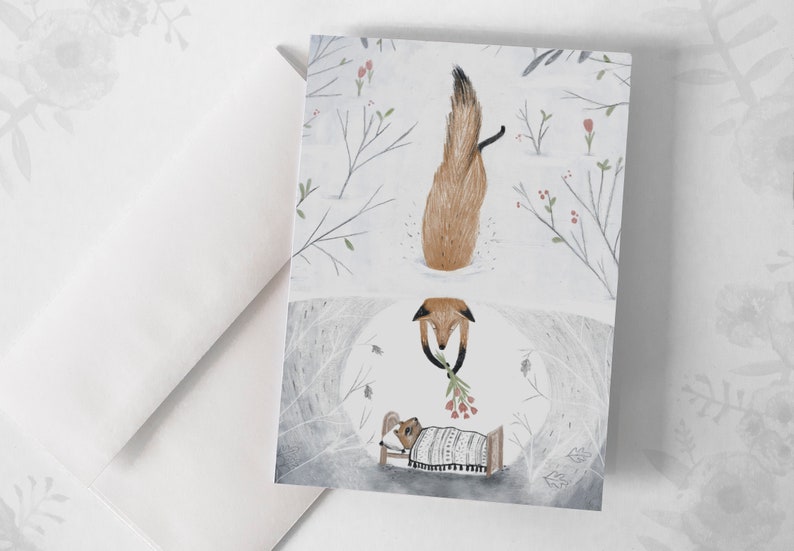 Carte de souhaits - Offrir le printemps / Fox / Flowers / Spring / Greeting cards / Stationery Bild 1