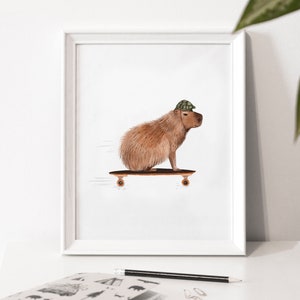 Illustration poster “Capybara on skate” / Print / Illustration / Artwork / Skateboard / Capybara / Turtle