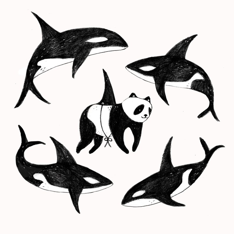 Carte de souhaits - « Le panda » / Baleines / Greeting cards / Stationery Bild 2
