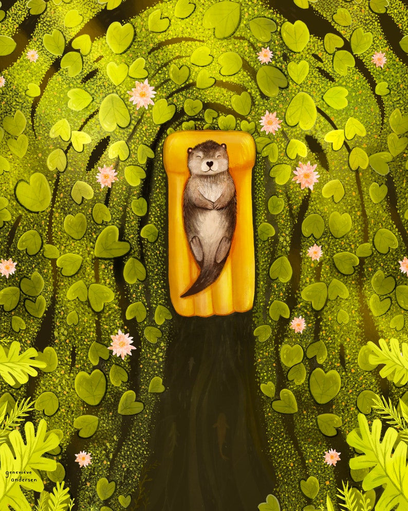 Carte de souhaits - La loutre parmi les nénuphars / Otter/ Nature / Lac / Greeting cards / Stationery Bild 2