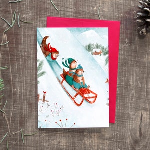 NOËL « Les loutres » / Joyeuses fêtes / Christmas / Greeting card / Carte de voeux / Animal / Otter / Québec