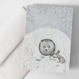 Carte de souhaits - Le réveil / Bear / Coffee / Spring / Greeting cards / Stationery image 1