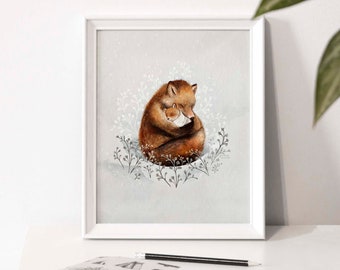 Illustration poster "First moment" / Print / Illustration / Artwork / Quebec / Birth / Fox