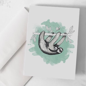 Carte de souhaits - Paresseux / Sloth / Mom / Shower / Mother's day / Greeting cards / Stationery