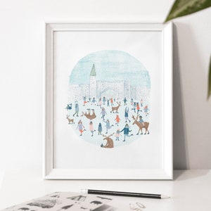 Affiche d'illustration « Le Vieux-Québec / Carré d'Youville » / Canada  / Old Quebec / Print / Illustration / Artwork