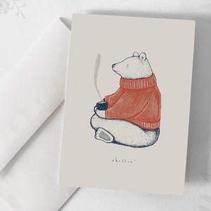Carte de souhaits - Ours Chillin' / Tea / Coffee / Bear / Chill / Greeting cards / Stationery