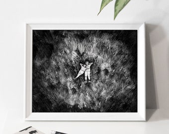 Illustration poster "Lying in a Van Gogh" / Print / Illustration / Artwork / Quebec / Summer / Lovers