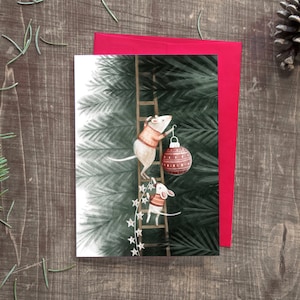NOËL « Les souris font le sapin » / Joyeuses fêtes / Christmas / Greeting card / Carte de voeux / Animal / Québec