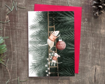 CHRISTMAS “The mice make the tree” / Happy holidays / Christmas / Greeting card / Greeting card / Animal / Quebec