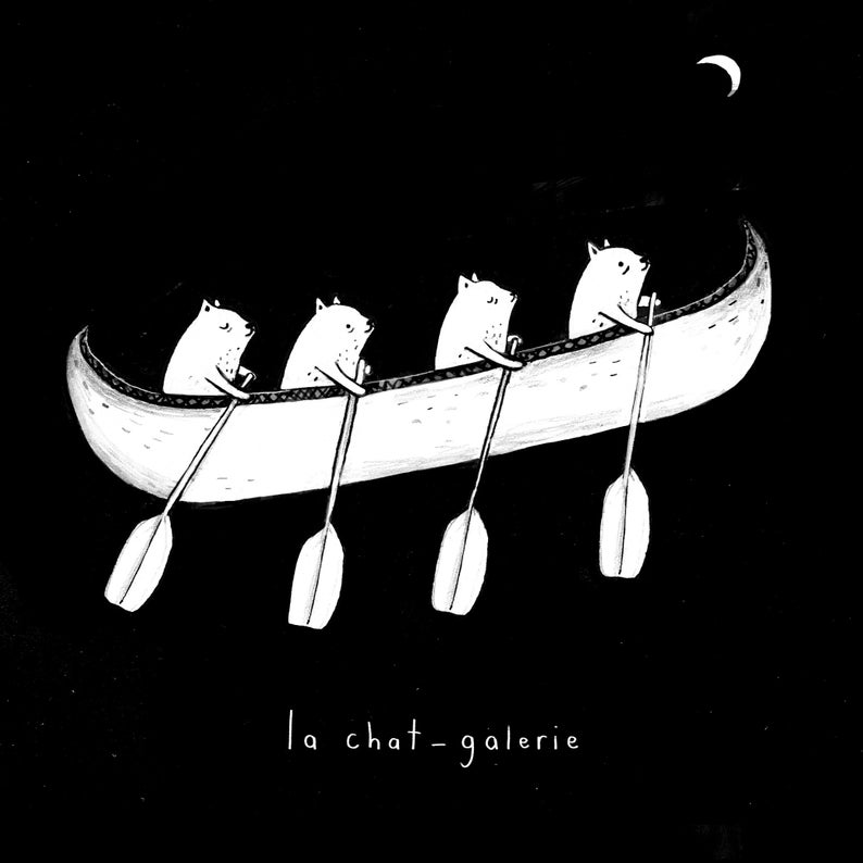 Cartel de ilustración “La chat-galerie” / Quebec / Leyenda / Gato / Impresión / Ilustración / Obra de arte imagen 2