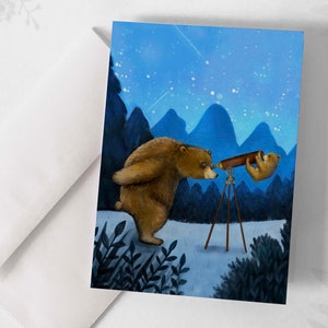Carte de souhaits - « La petite ourse » / Greeting cards / Stationery / Astronomie / Ours / Étoiles / Artwork / Québec
