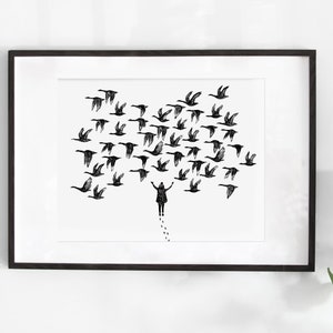 Grande affiche d'illustration 20x16 po « Les oies » / Print / Illustration / Artwork / Québec / Spring / Birds