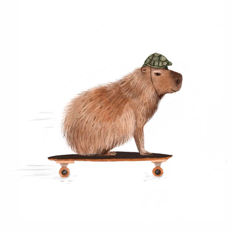 Illustration Poster “capybara on Skate” / Print / Illustration ...