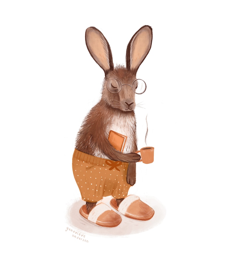 Carte de souhaits - « Le pantouflard » / Greeting cards / Stationery / Québec / Lapin / Coffee / Morning Bild 2