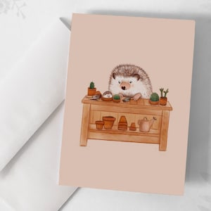 Carte de souhaits - « Hérissons et cactus »  / Greeting cards / Stationery / Gardening / Cactus / Illustration / Artwork / Québec