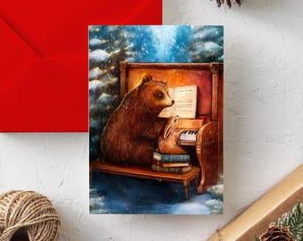 NEW - CHRISTMAS 2024 “The duo” / Happy Holidays / Christmas / Greeting card / Greeting card / Animal / Piano / Quebec