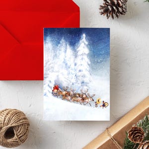 NOUVEAU - NOËL 2024 « Le Père Noël arrive ce soir! » / Joyeuses fêtes / Christmas / Greeting card / Carte de voeux / Animal / Québec